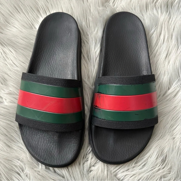 GUCCI Men’s Web Rubber Slide Sandal Size 11 - Picture 3 of 11